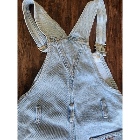 Vintage Guess Jeans Romper Bib Overalls Shorts Blue Denim Shortalls 7 Juniors - Picture 10 of 12